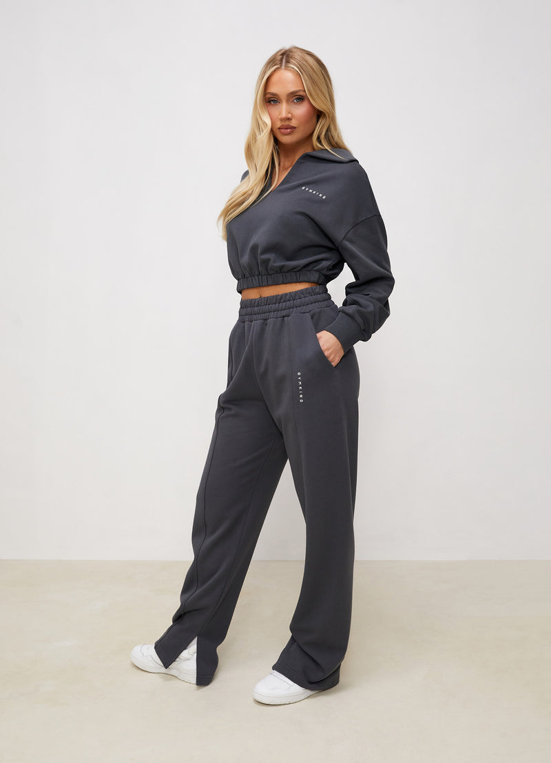 Gym King Shadow Cropped Funnel & Jogger - Shadow Grey