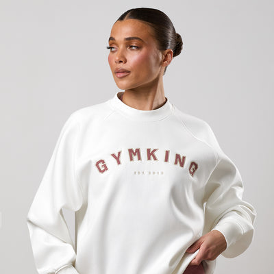 Gym King Shadow Oversized Fleece Crew - Cream