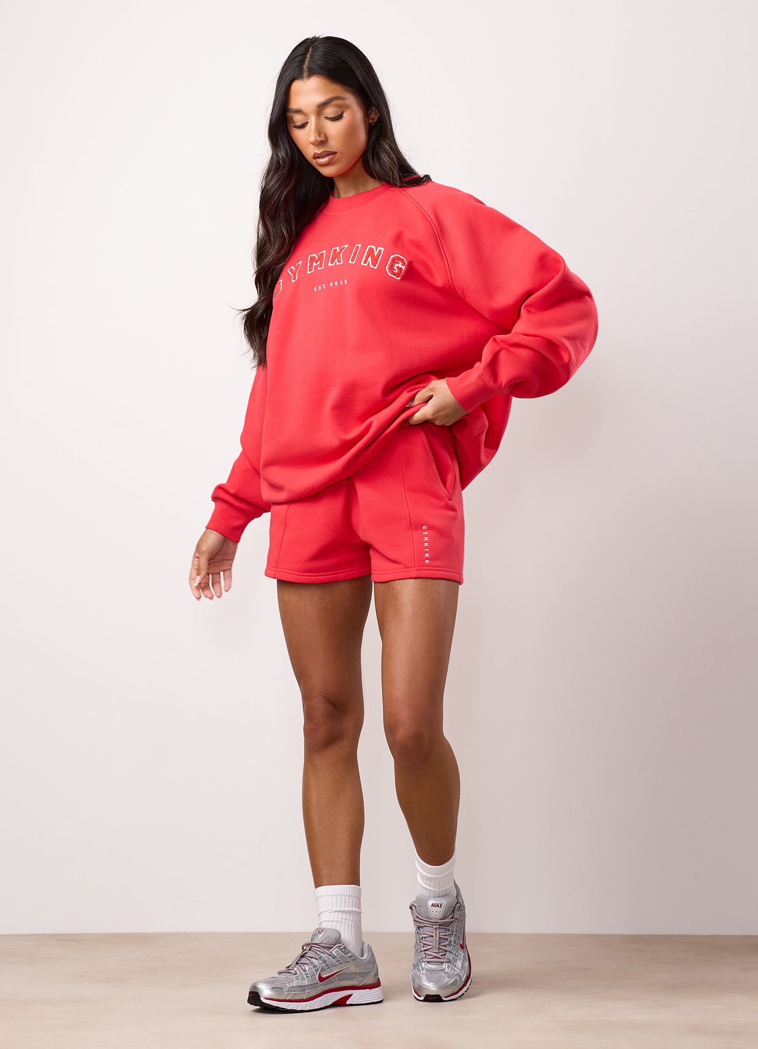 Gym King Shadow Oversized Crew and Shorts - Watermelon