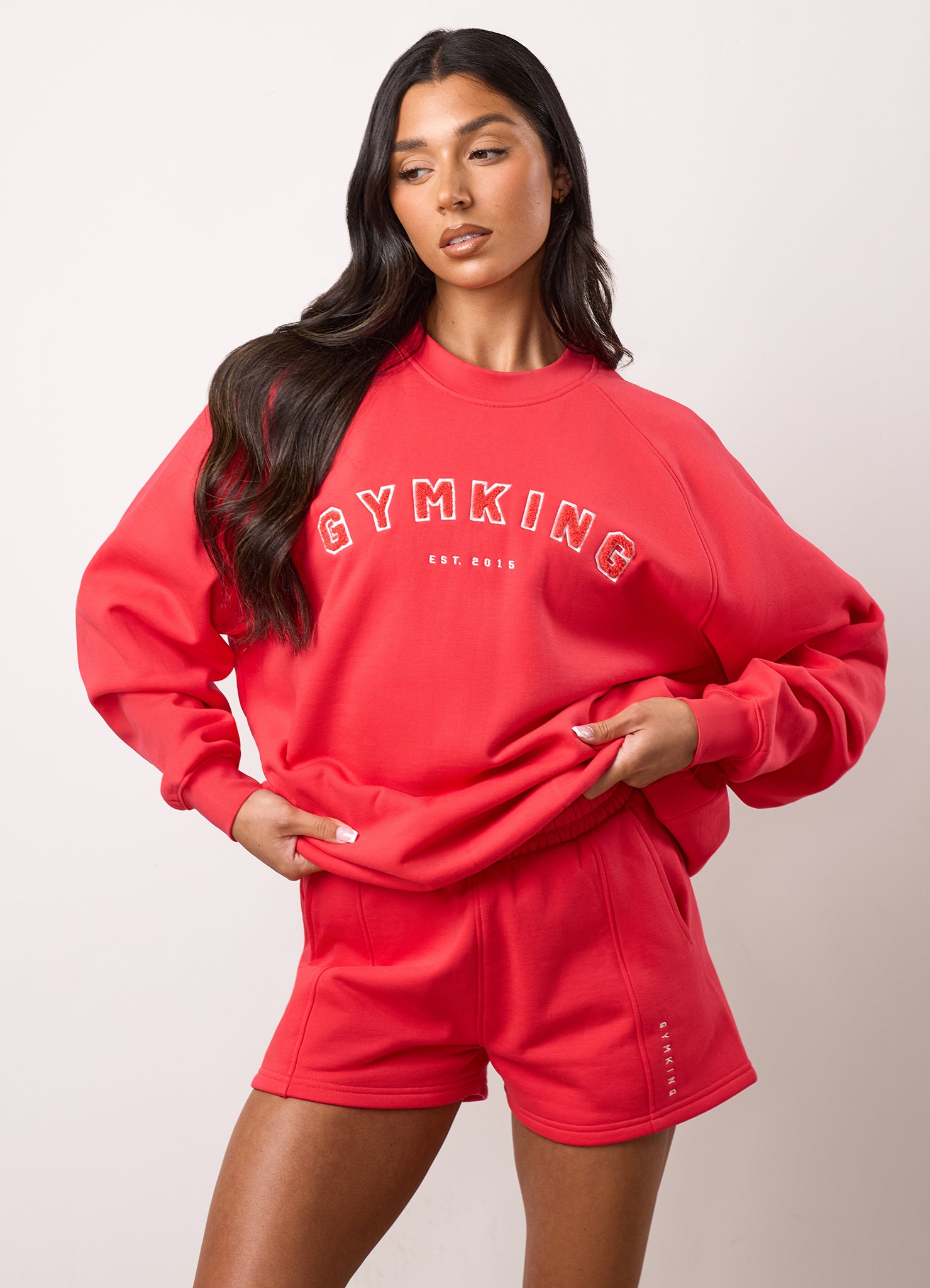 Gym King Shadow Oversized Crew and Shorts - Watermelon