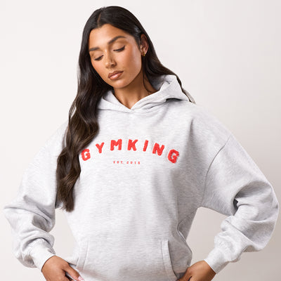 Gym King Shadow Oversized Hoodie - Snow Marl