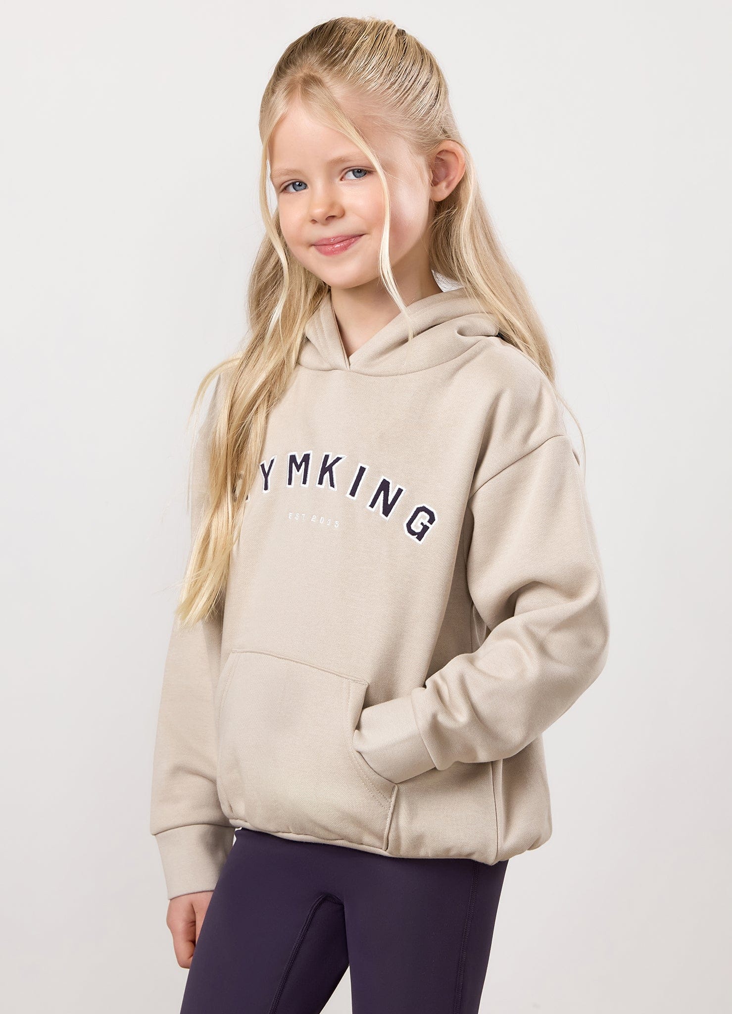 Gym King Kids Shadow Oversized Hoodie - Light Stone
