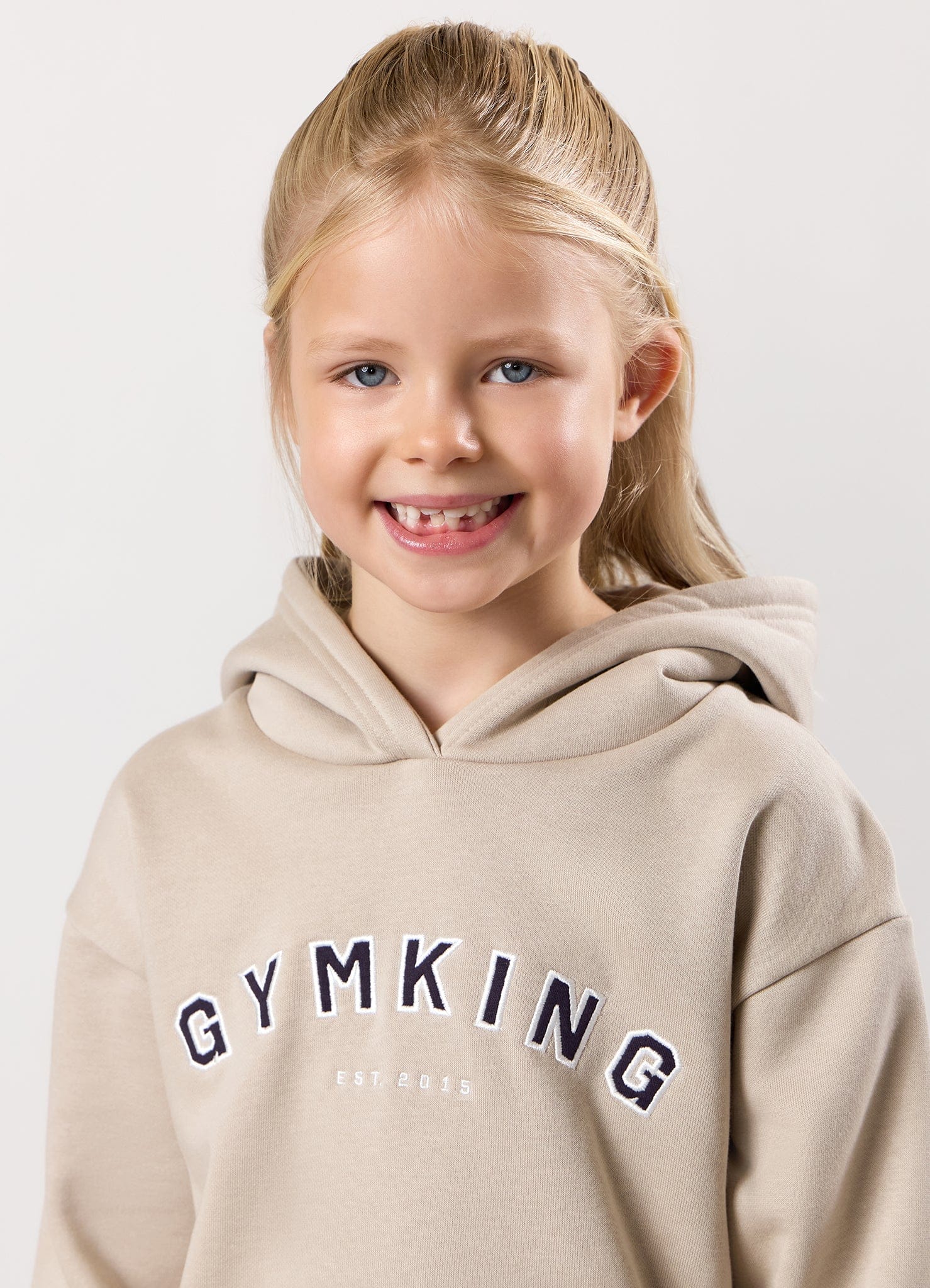 Gym King Kids Shadow Oversized Hood - Light Stone
