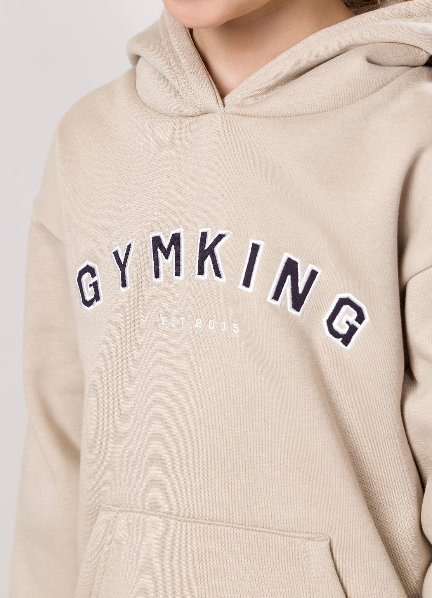 Gym King Kids Shadow Oversized Hood - Light Stone