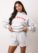 Gym King Shadow Oversized Hood and Shorts - Snow Marl