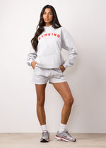 Gym King Shadow Oversized Hood and Shorts - Snow Marl