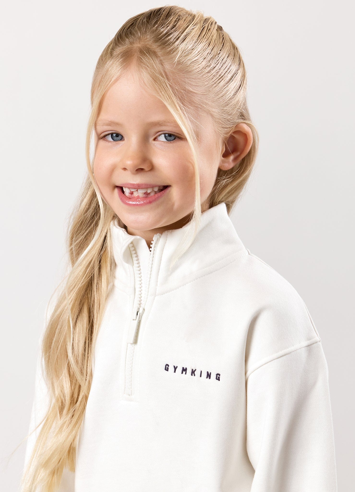 Gym King Kids Shadow 1/4 Zip Funnel - Cream