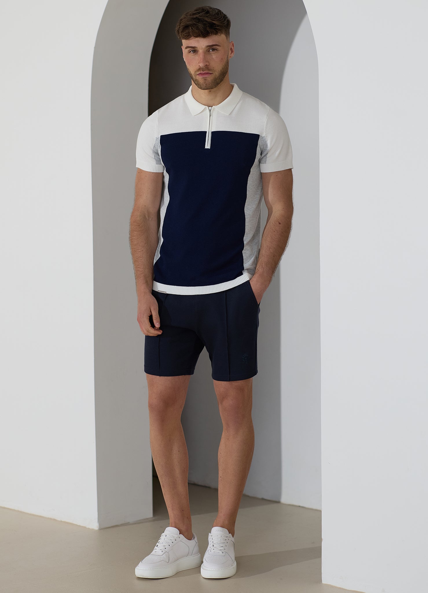 Gym King Signature Colour Block Polo - Navy
