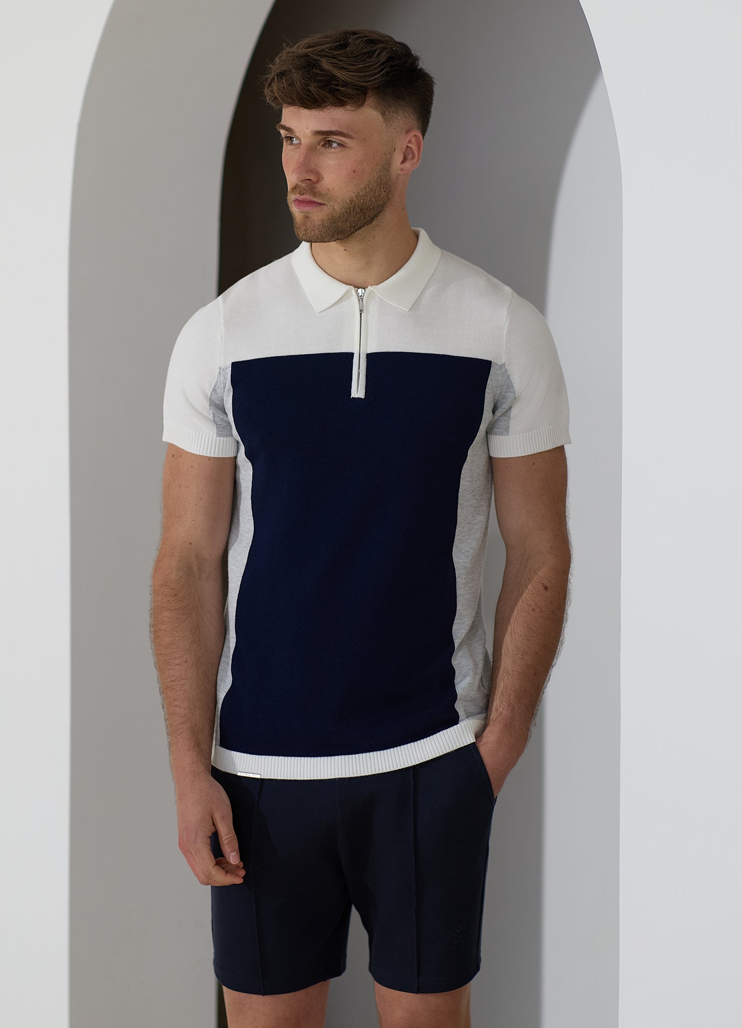 Gym King Signature Colour Block Polo - Navy