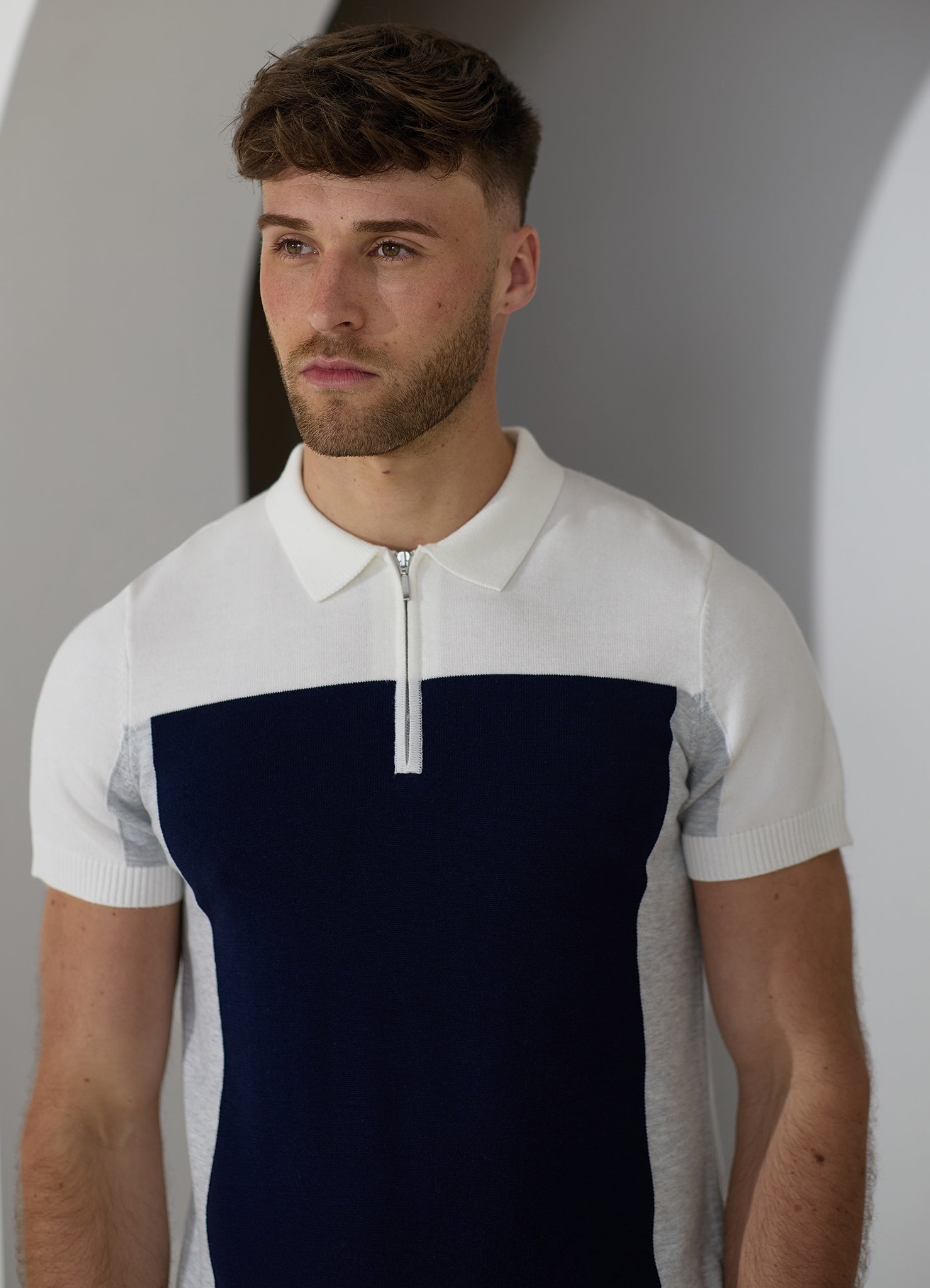 Gym King Signature Colour Block Polo - Navy