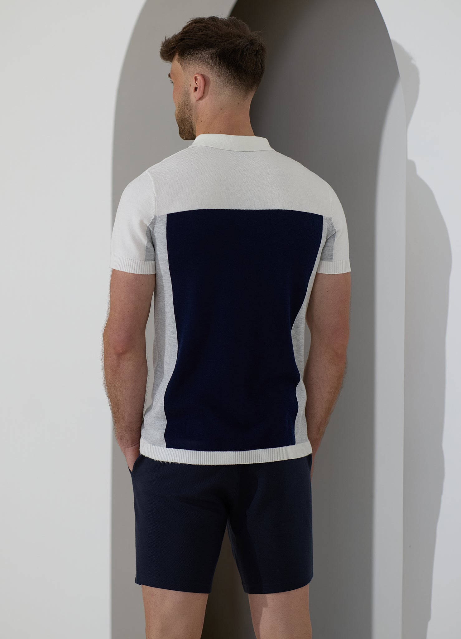 Gym King Signature Colour Block Polo - Navy