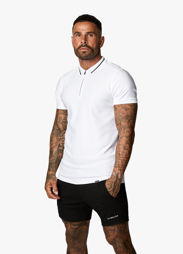 Gym King Signature Embroidered Polo - White