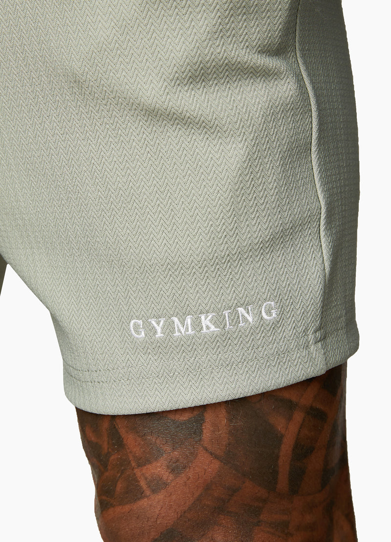 Gym King Signature Embroidered Short - Soft Khaki