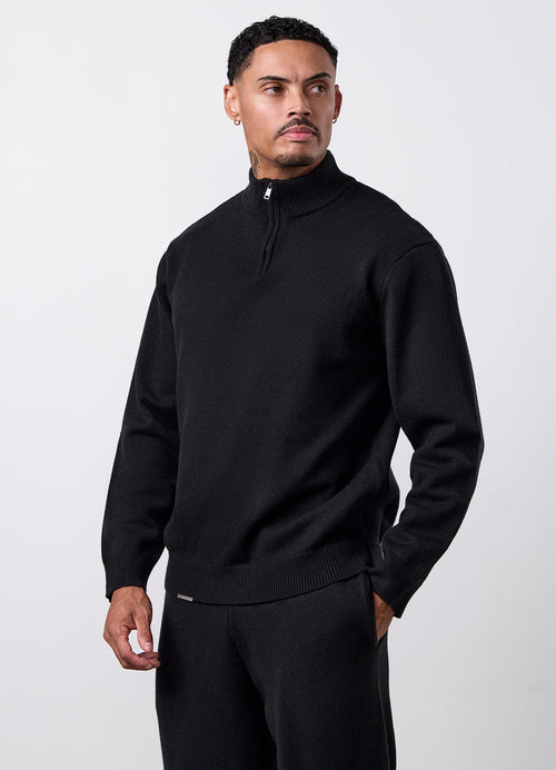 Gym King Signature Knit 1/4 Zip Funnel - Black