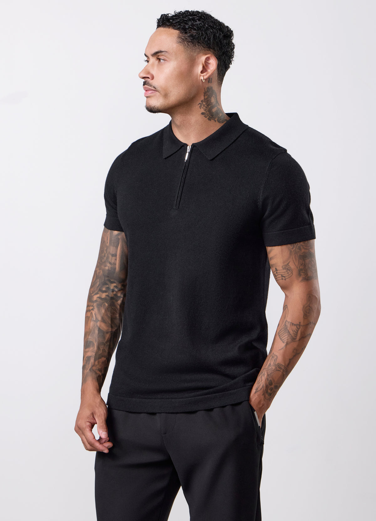Gym King Signature Knit Short Sleeve Polo - Black