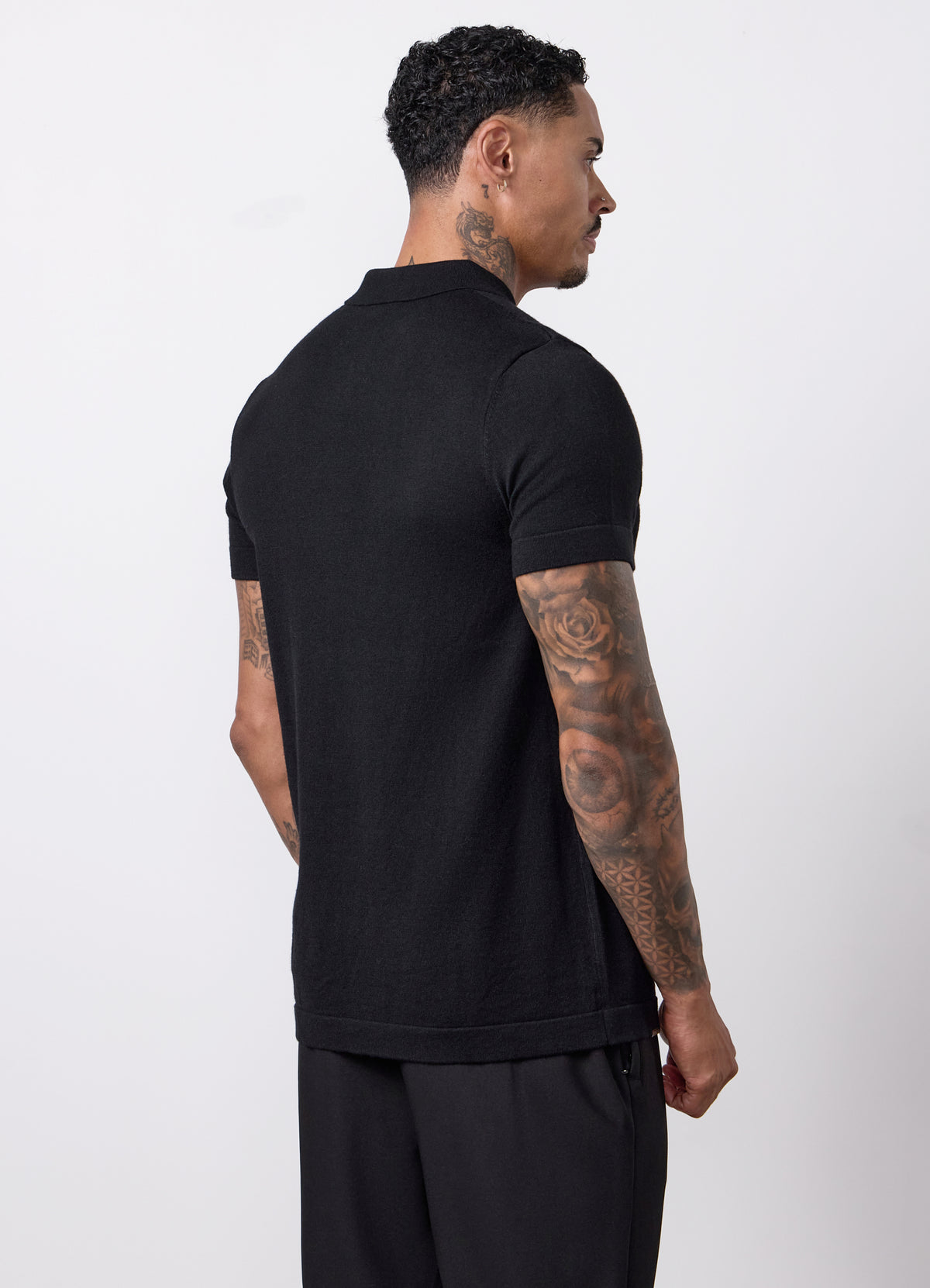 Gym King Signature Knit Short Sleeve Polo - Black