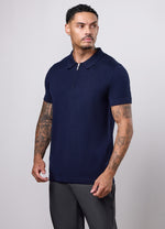 Gym King Signature Knit Short Sleeve Polo - Navy thumbnail