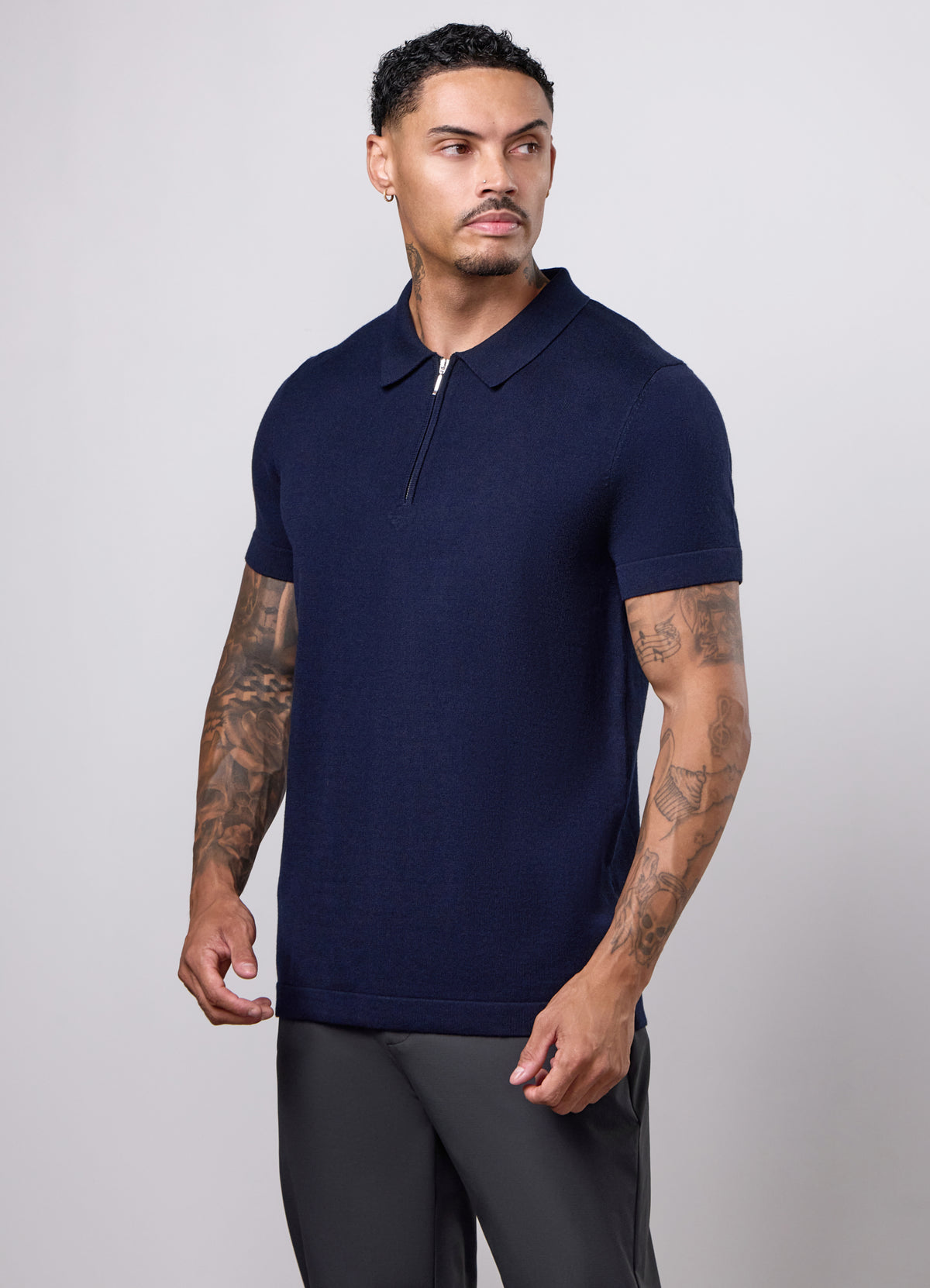 Gym King Signature Knit Short Sleeve Polo - Navy