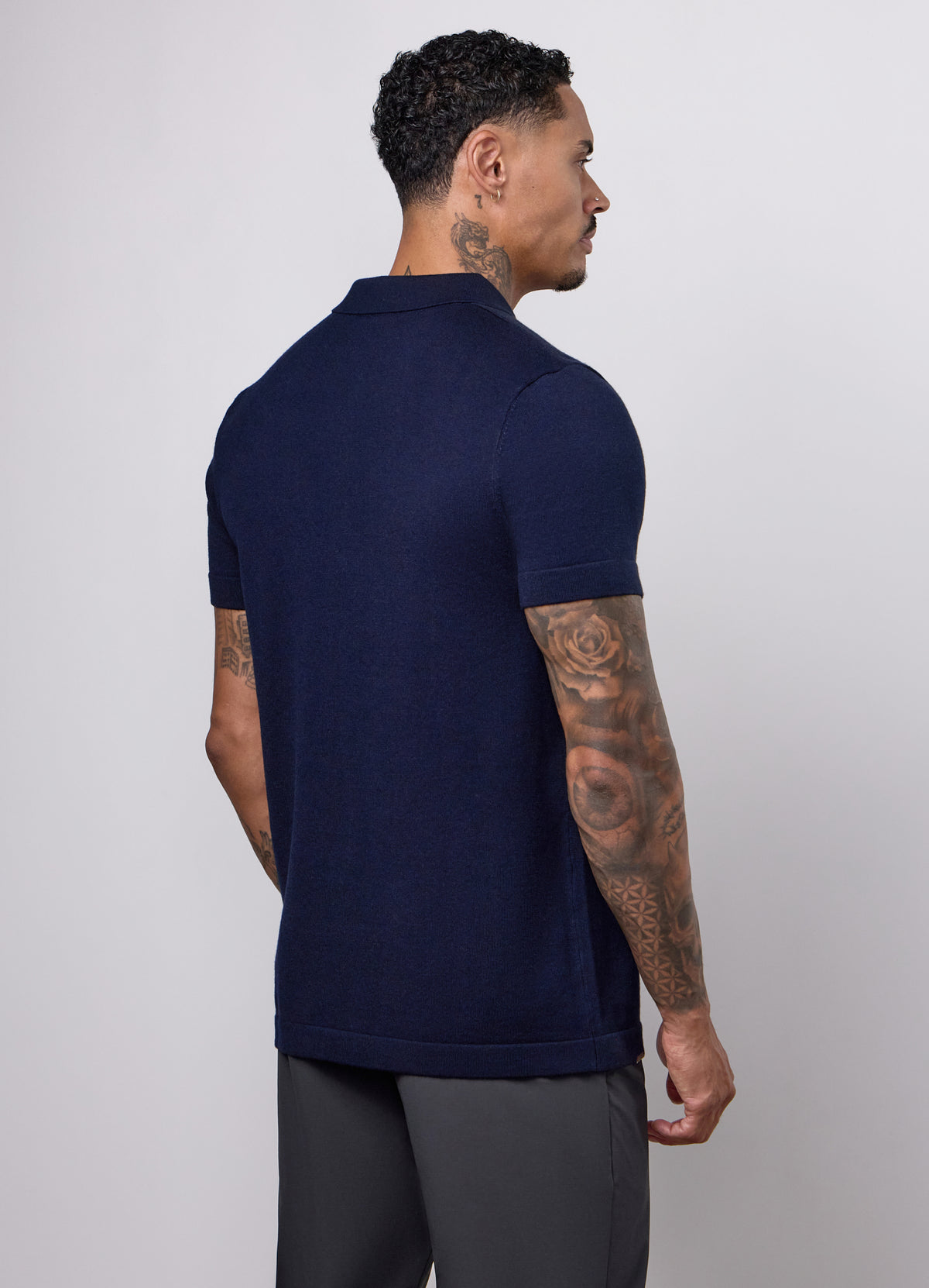 Gym King Signature Gebreide polo met korte mouwen - marineblauw