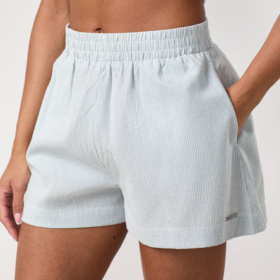 Gym King Signature Poplin Stripe Short - Blue Canvas/White Stripe