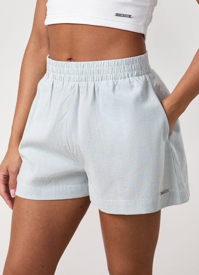 Gym King Signature Poplin Stripe Short - Blue Canvas/White Stripe