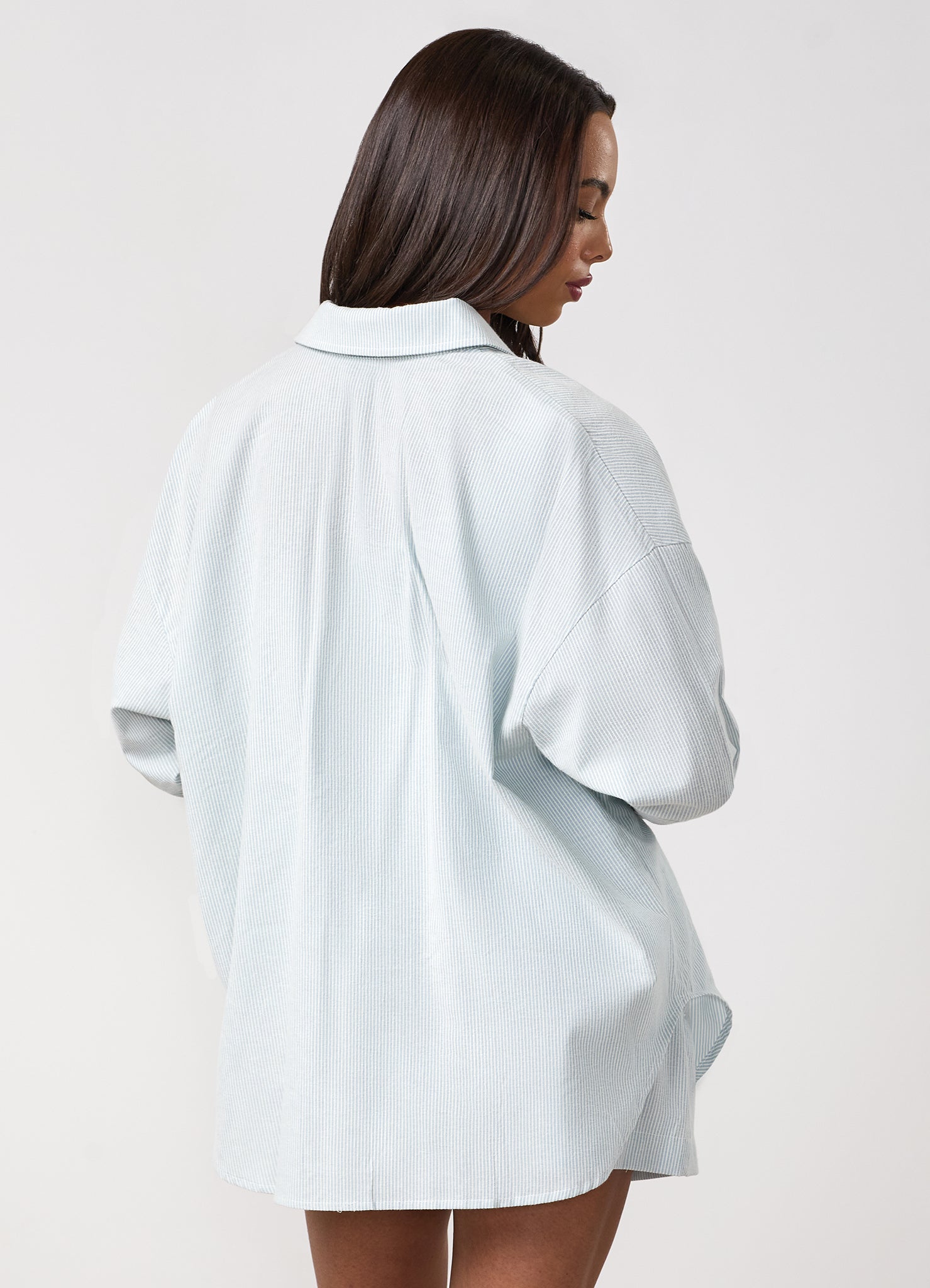 Gym King Signature Poplin Stripe Shirt - Blue Canvas/White Stripe