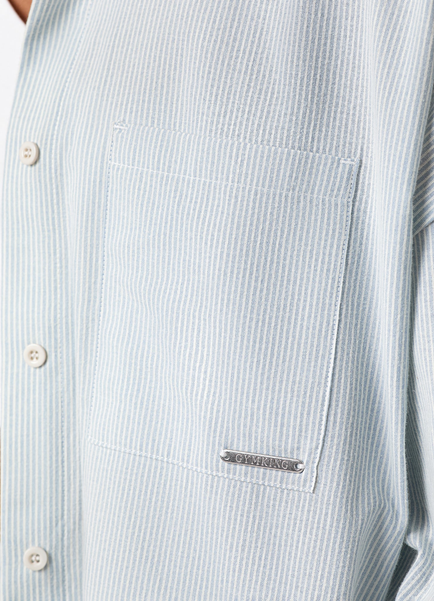 Gym King Signature Poplin Stripe Shirt - Blue Canvas/White Stripe