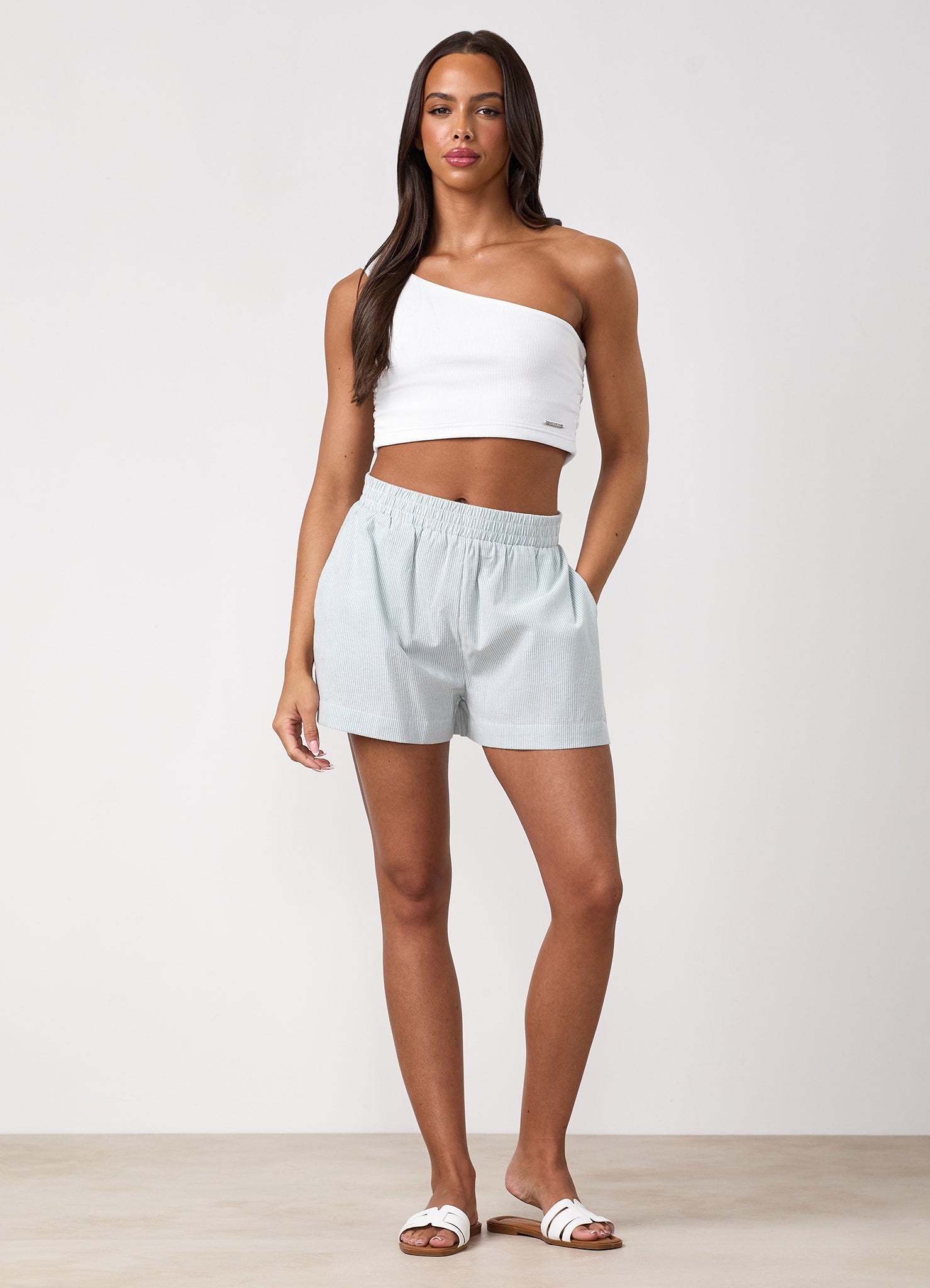 Gym King Signature Poplin Stripe Short - Blue Canvas/White Stripe