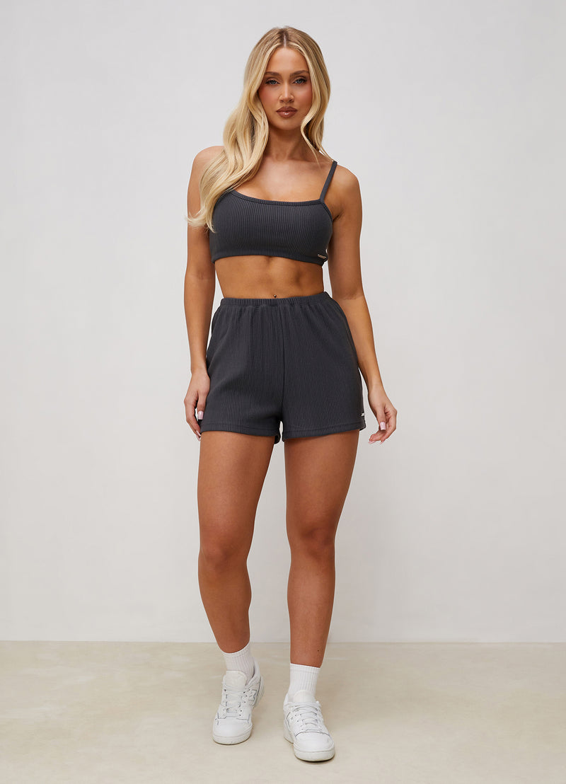 Gym King Signature Rib Bralette - Graphite