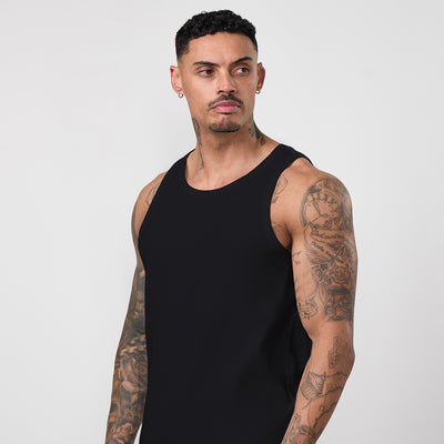 Gym King Signature Rib Vest - Black
