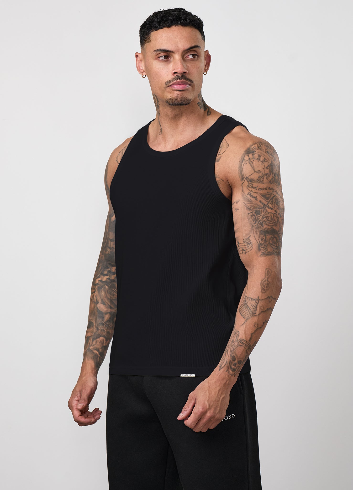 Gym King Signature Rib Vest - Black