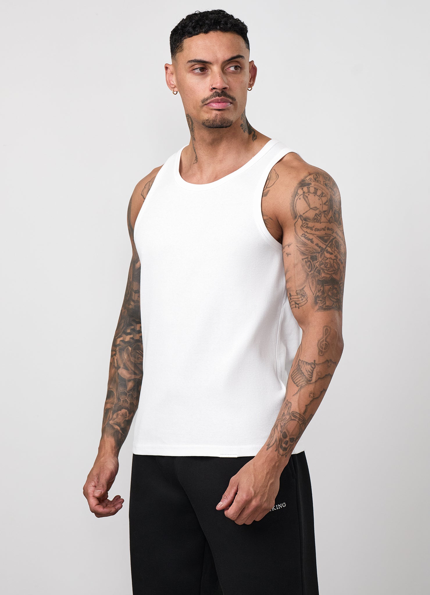Gym King Signature Rib Vest - White