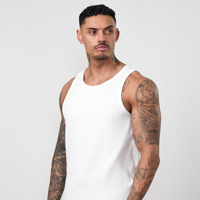 Gym King Signature Rib Vest - White