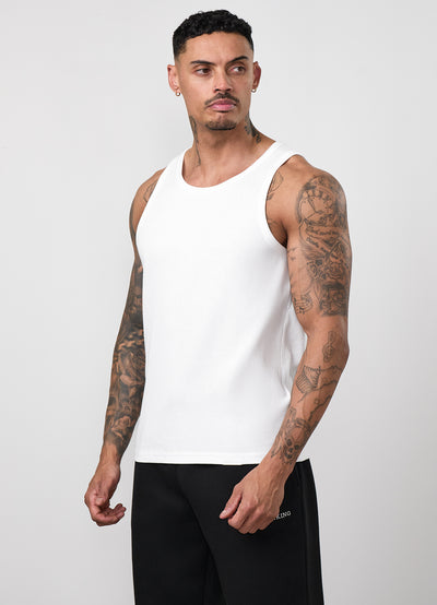 Gym King Signature Rib Vest - White