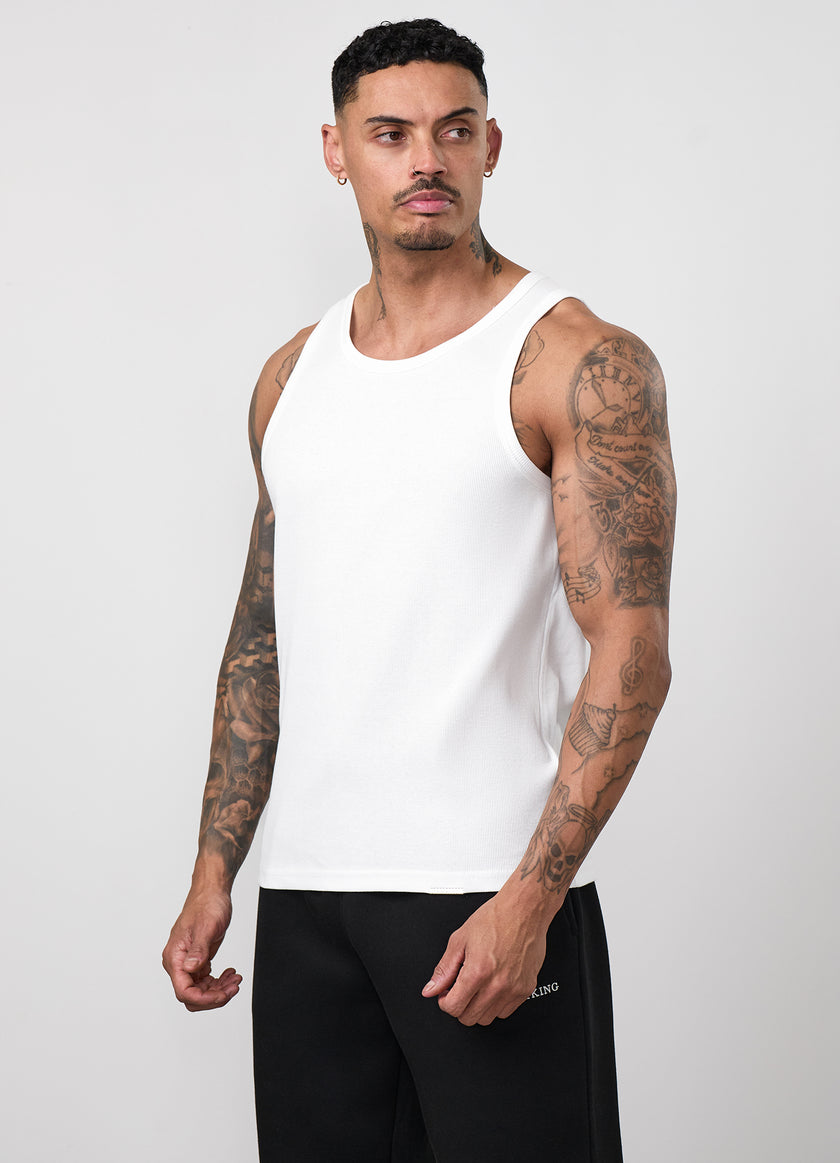 Gym King Signature Rib Vest - White