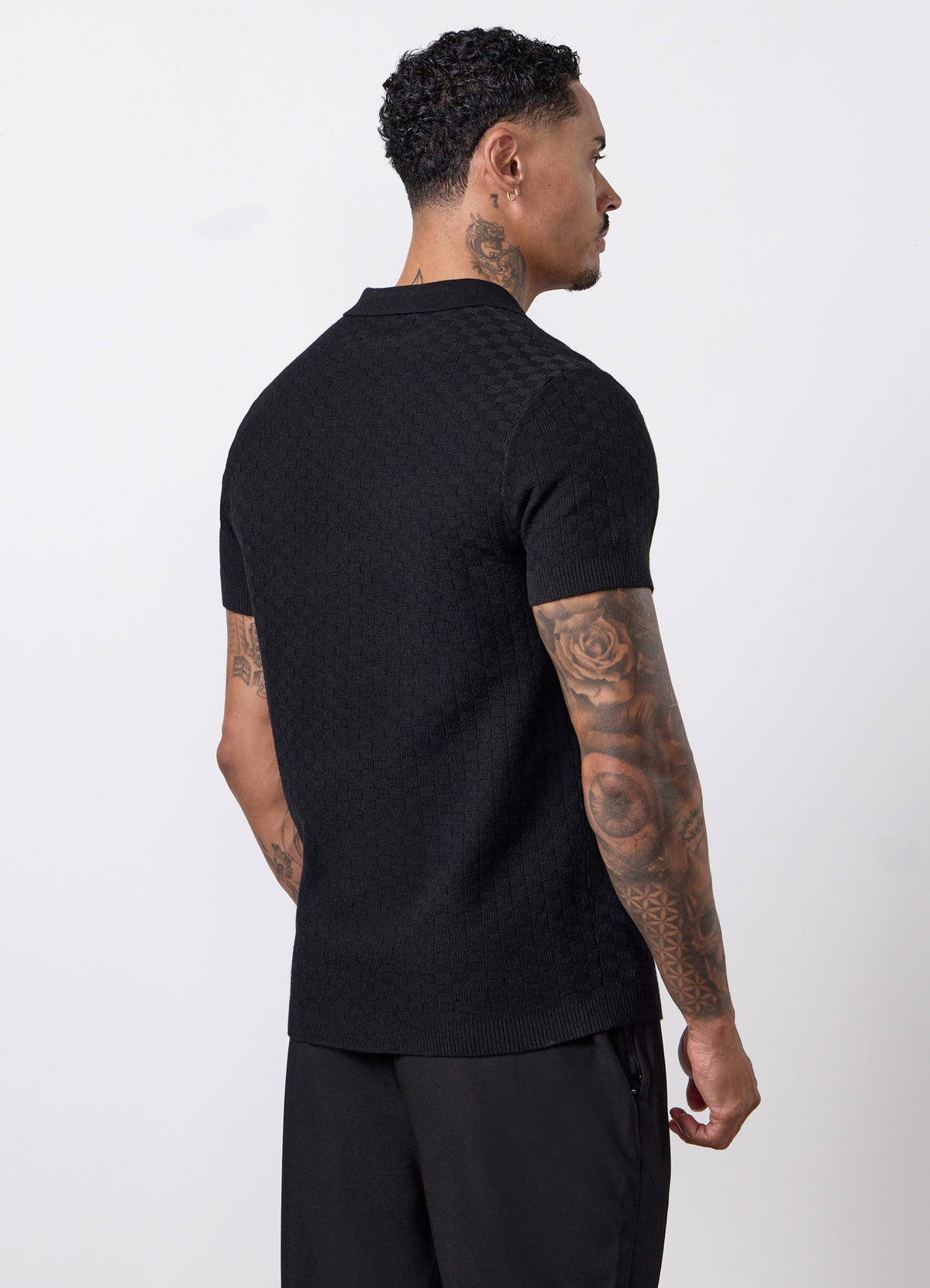 Gym King Signature Polohemd aus Strukturstrick – Schwarz