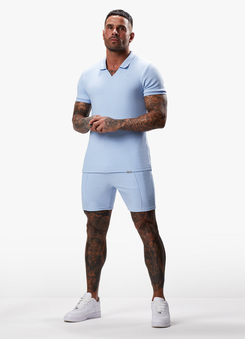 Gym King Signature Texture Polo - Cloud Blue