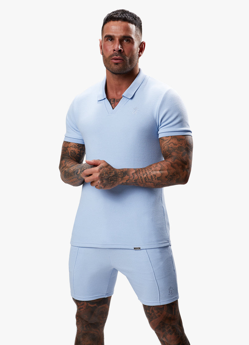 Gym King Signature Texture Polo - Cloud Blue