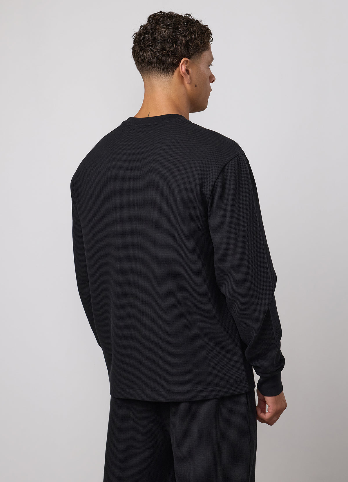 Gym King Signature Waffle Long Sleeve Top - Black