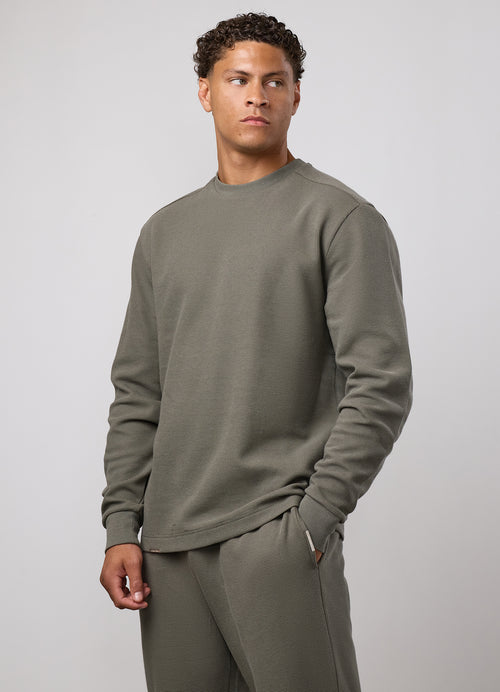 Gym King Signature Waffle Long Sleeve Top - Olive