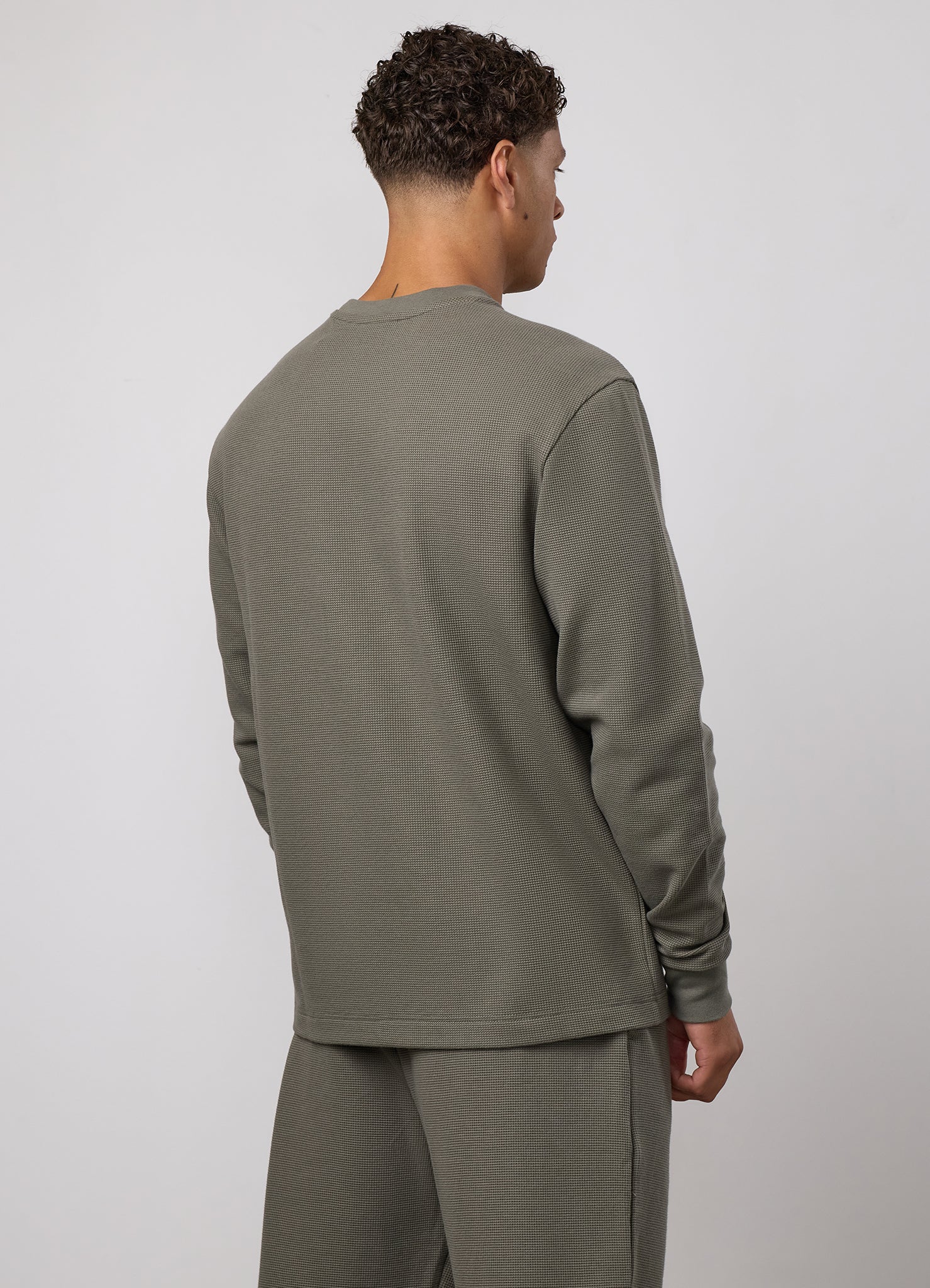 Gym King Signature Waffle Long Sleeve Top - Olive