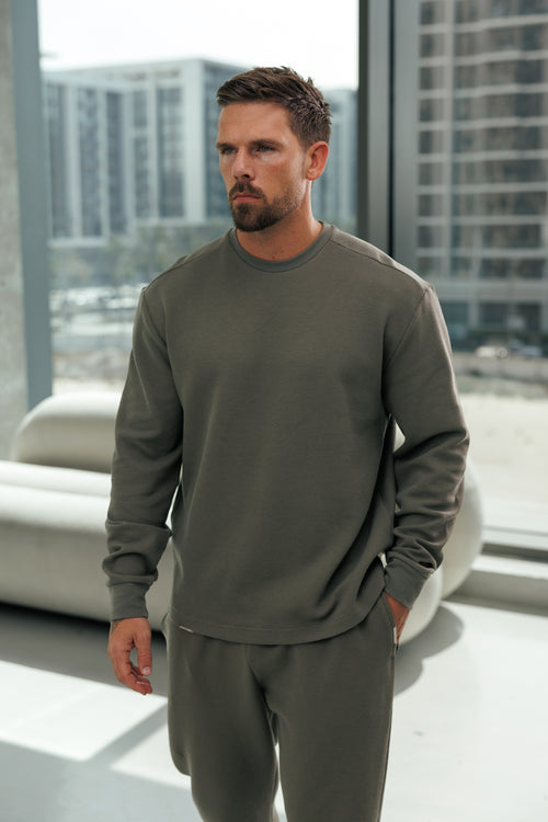 Gym King Signature Wafelpatroon shirt met lange mouwen - Olijfgroen