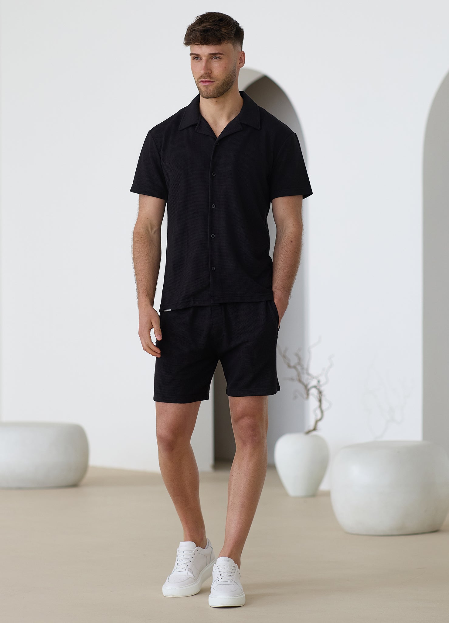 Gym King Signature Waffle Short - Black