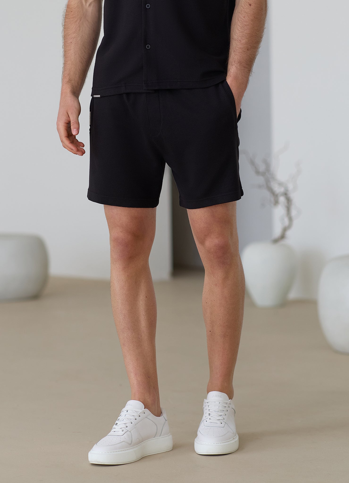 Gym King Signature Waffle Short - Black