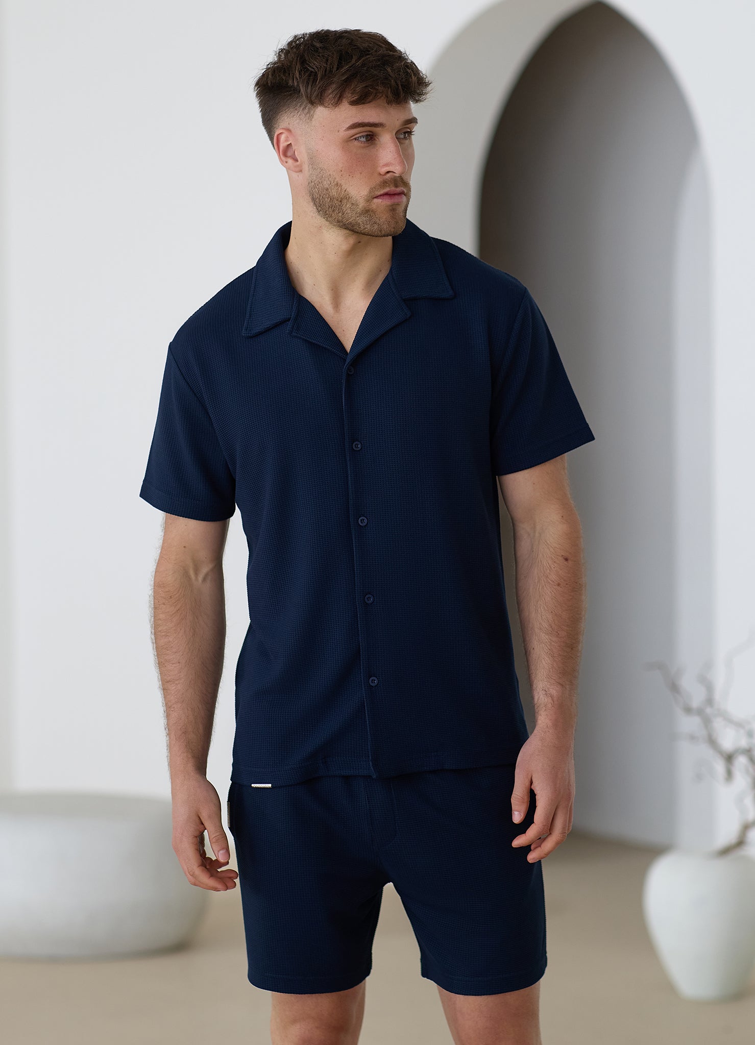 Gym King Signature Waffle Shirt - Navy