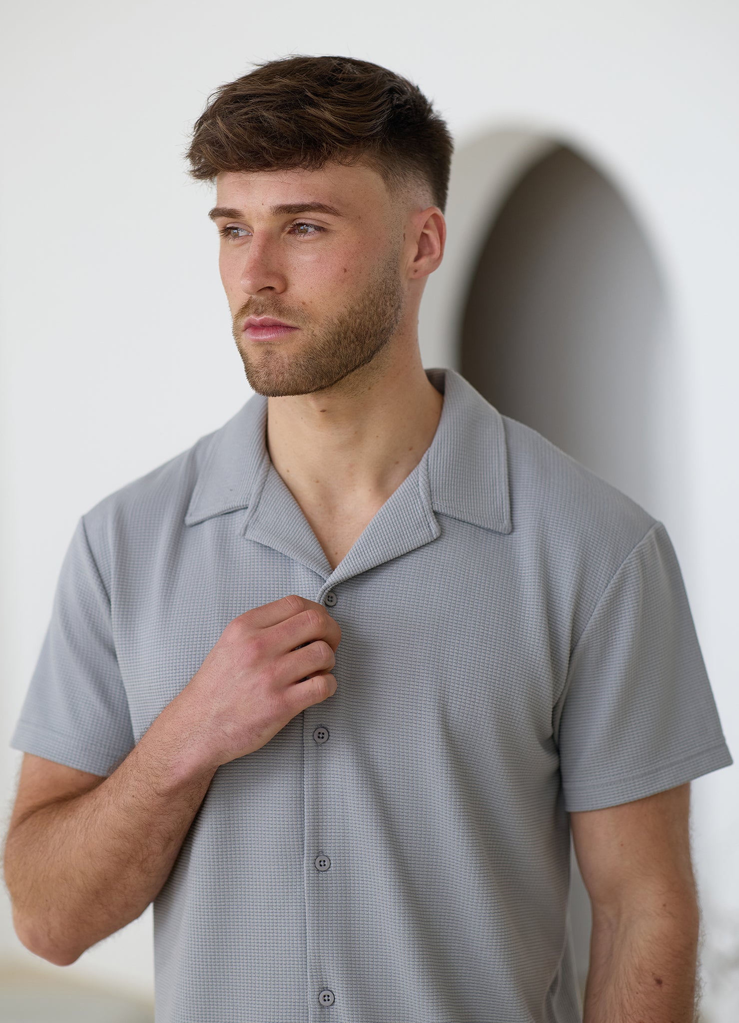 Gym King Signature Waffle Shirt - Urban Grey