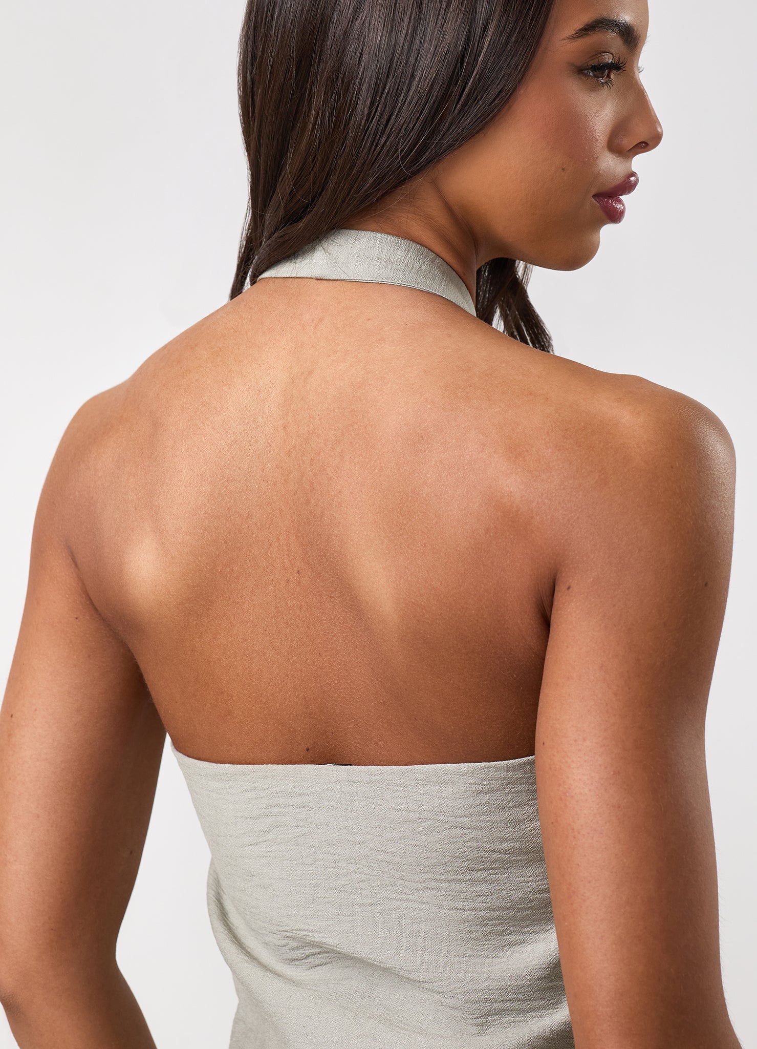 Gym King Signature Woven Halter Neck Vest - Dusky Sage