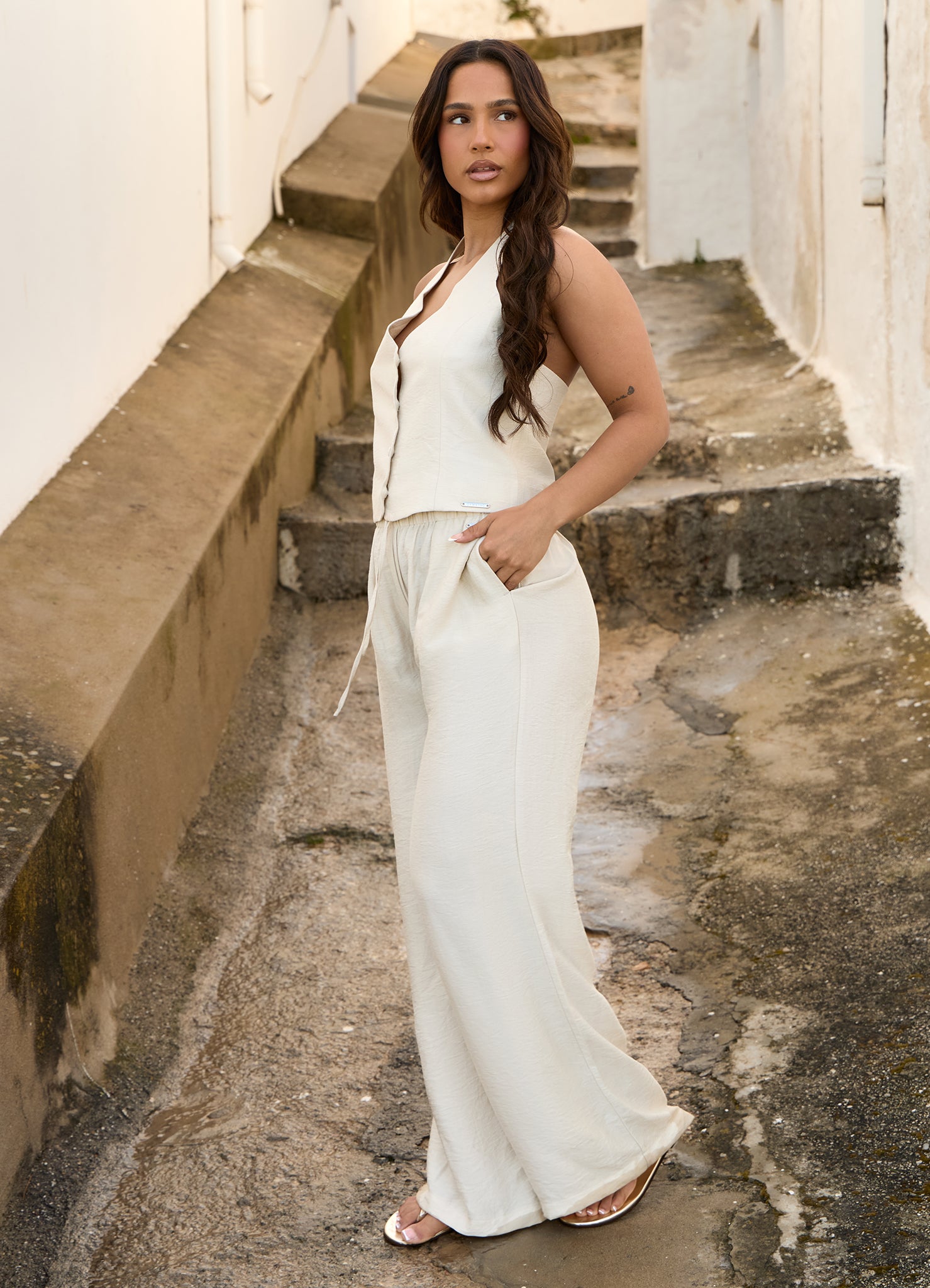 Gym King Signature Woven Paper Bag Trousers - Warm Linen