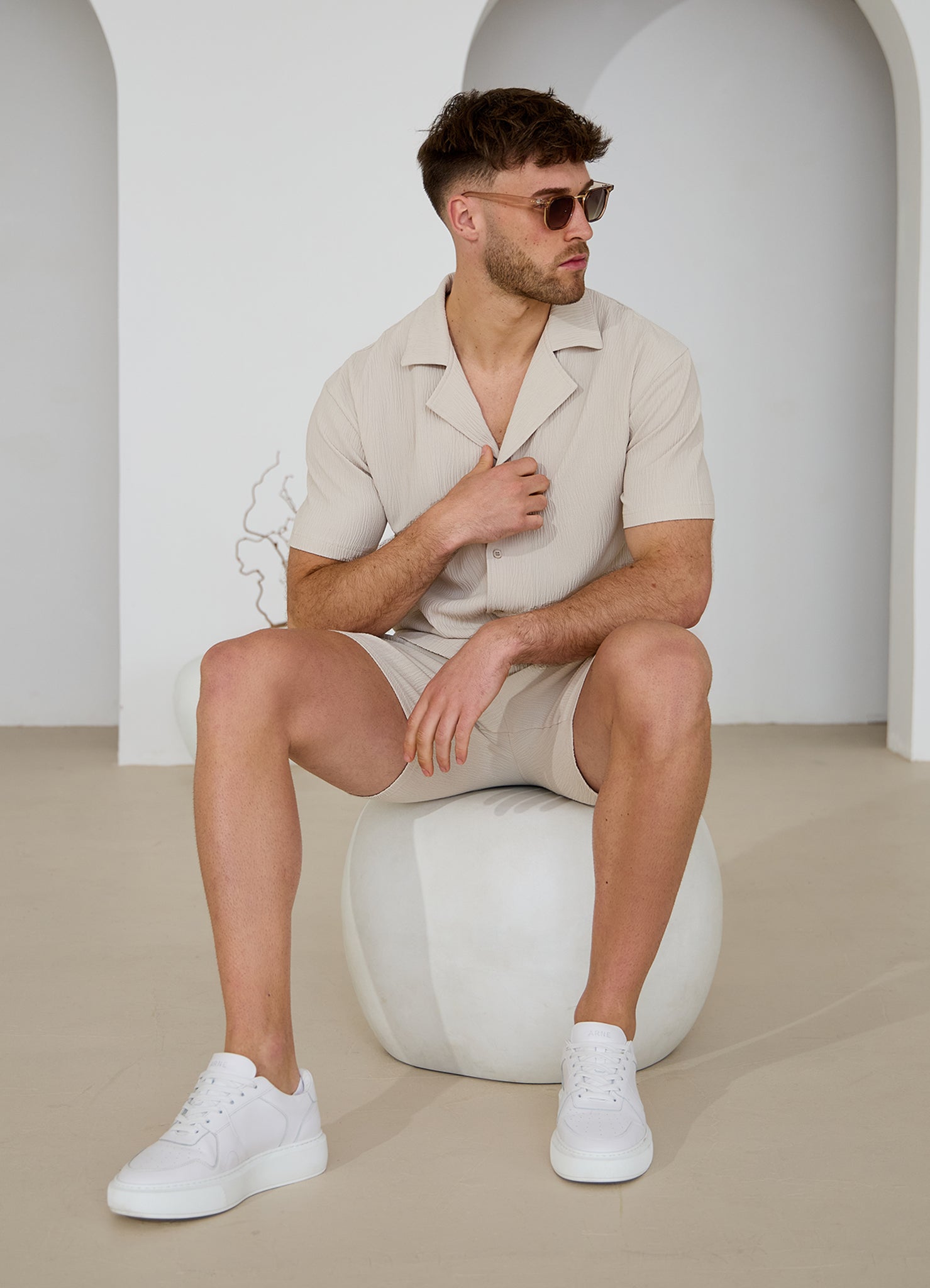 Gym King Signature Woven Texture Shirt - Clay