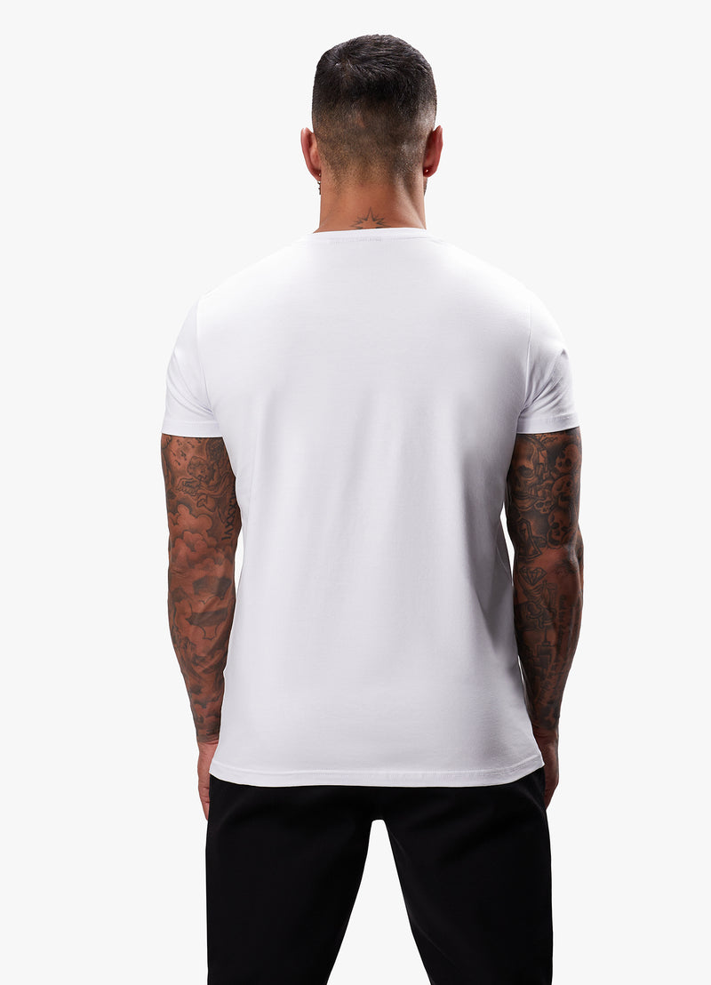 Gym King Split Linear Tee - White